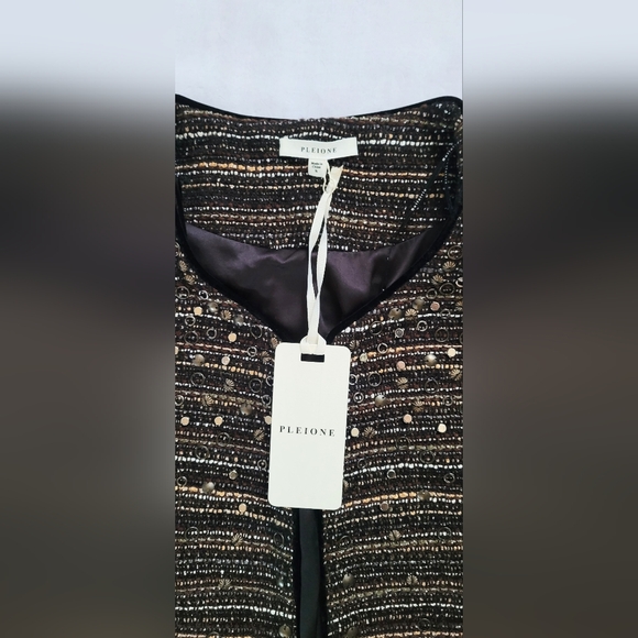 NWT! Metallic Tweed Sequin Crop Women's Open Front Spring Blazer/Jacket Small - Picture 11 of 17